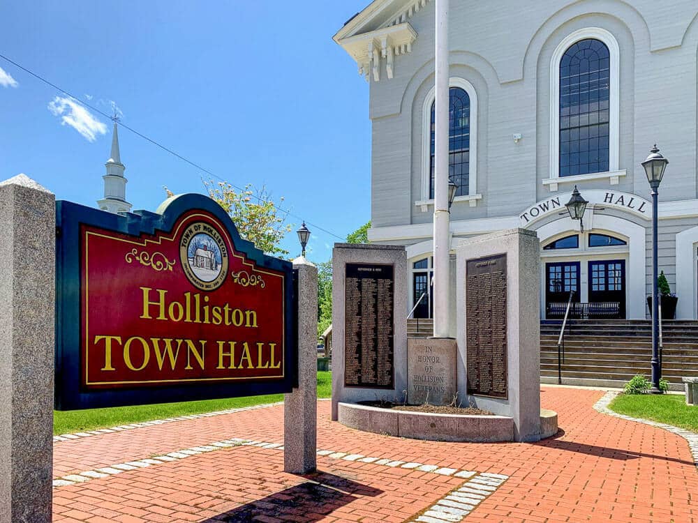 Holliston Town Hall is a well-known building in Holliston, a city Sinclaire Home Services, an HVAC company, services.