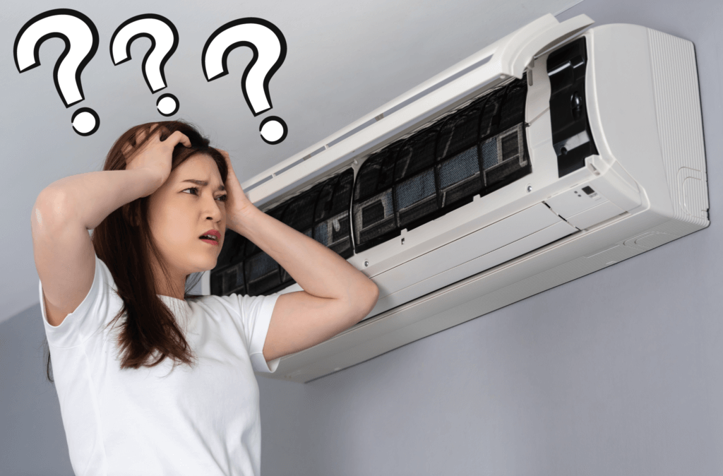 A woman confused because her AC doesn't work anymore