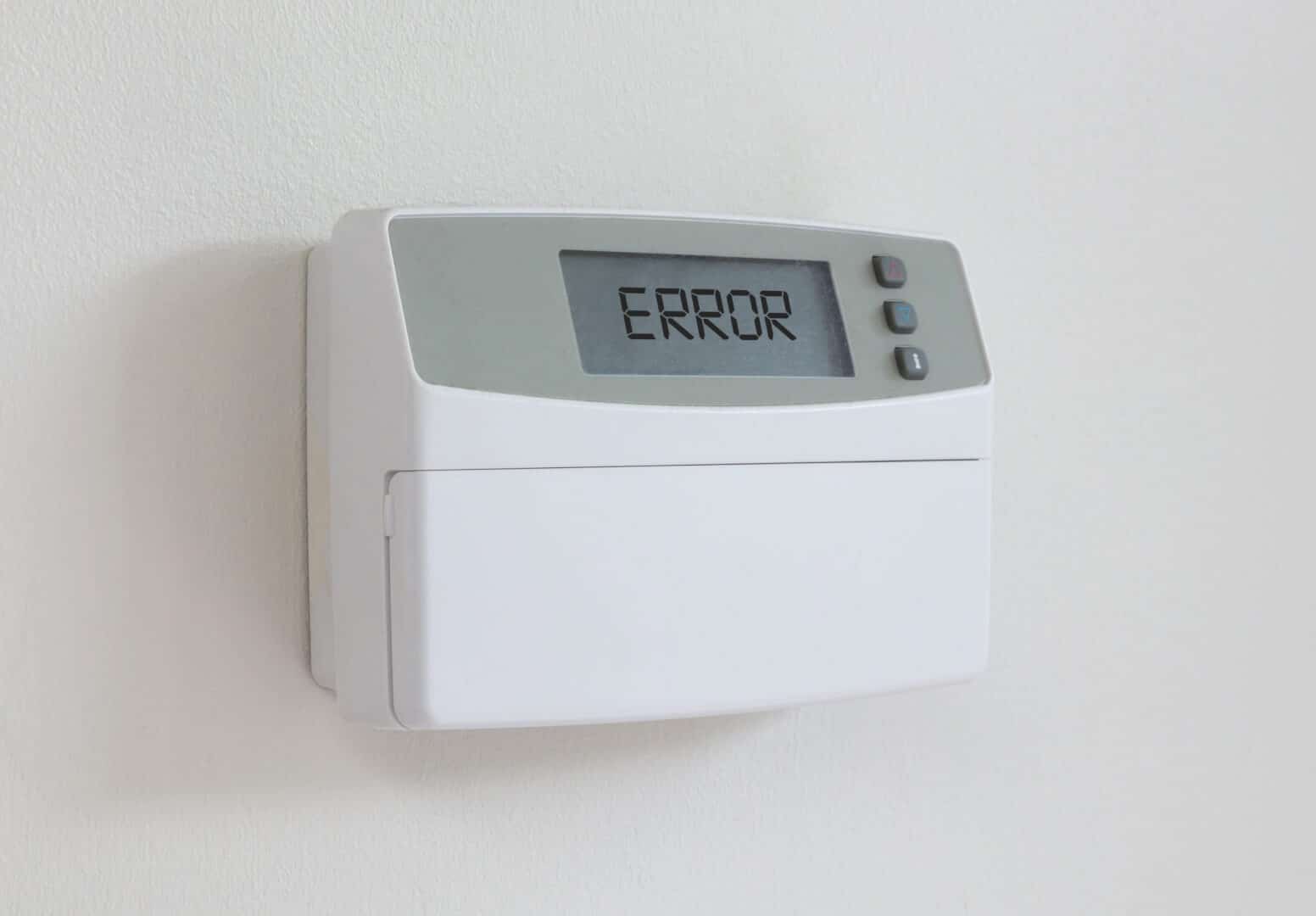 A thermostat indicating an error