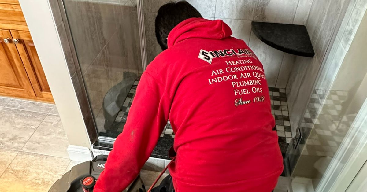 Technician inspecting a shower area and spot hidden leaks