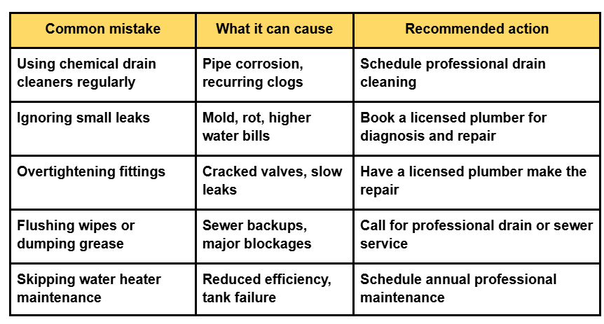 Plumbing mistakes vs Smart Fixes